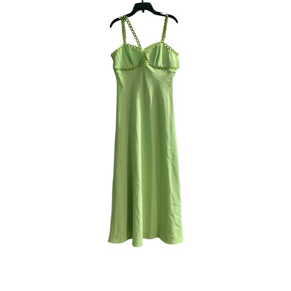 Johnathan Simkhai Sevilla Lime Green Crochet-Trim Midi Dress NWT SZ 6 - Picture 7 of 12